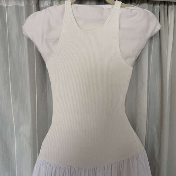 STAUD Wells Dress White Maxi Ribbed Tank Cotton Poplin Skirt XS NWOT - Picture 3 of 7
